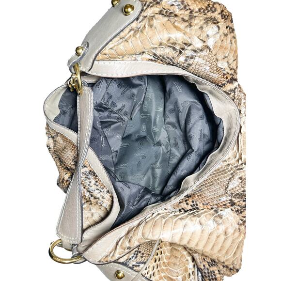 GUCCI Large Neutral Python Jockey Hobo Tote Shoulder Bag - Picture 4 of 9
